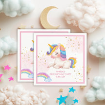 Whimissisk rosa Rainbow Unicorn 1 Birthday party