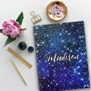 Whimissisk siridscent blue Glitter monogram Anteckningsbok