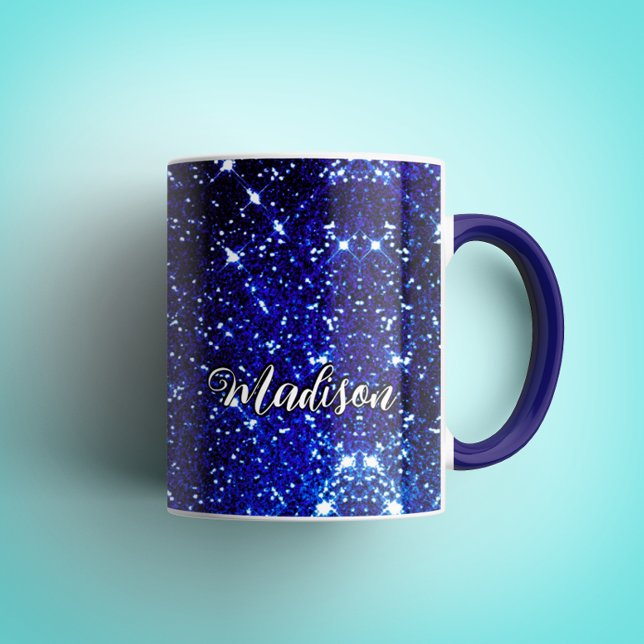 Whimissisk siridscent blue Glitter monogram Mugg (Skapare uppladdad)
