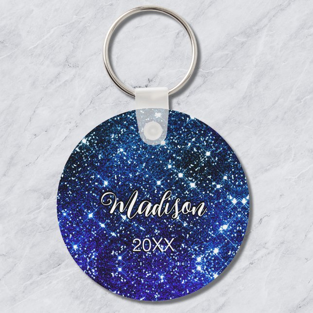 Whimissisk siridscent blue Glitter monogram Nyckelring (Skapare uppladdad)