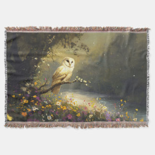 Whimissisk Snövit Uggla Wildblommor Art Filt
