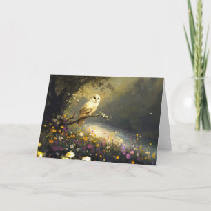 Whimissisk Snövit Uggla Wildblommor Art Kort