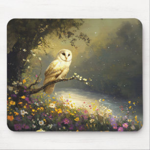 Whimissisk Snövit Uggla Wildblommor Art Musmatta