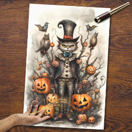 Whimissisk Spooky Cat 3 Halloween Decoupage Papper