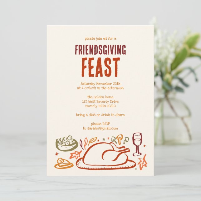 Whimissisk Thanksgiving Friendsgiving Middag Party Inbjudningar (Stående Fram)