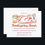 Whimissisk Thanksgiving Friendsgiving Middag Party Vykort<br><div class="desc">Perfekt, sött vykort för en roligt-middagsinbjudan! Hand skapade konst åt dig! Perfekt för en Thanksgiving helgdag, Friendsgiving, höst- eller fallmiddag party eller andra evenemang. FULLT ANPASSADE! Klicka på "Anpassa" ovan om du vill redigera texten. Klicka på "Redigera med verktyg" för att justera typsnitt, färg och placeringar. (sök även i butiken...</div>