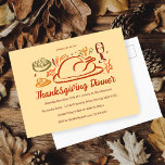 Whimissisk Thanksgiving Friendsgiving Middag Party Vykort<br><div class="desc">Perfekt, sött vykort för en roligt-middagsinbjudan! Hand skapade konst åt dig! Perfekt för en Thanksgiving helgdag, Friendsgiving, höst- eller fallmiddag party eller andra evenemang. FULLT ANPASSADE! Klicka på "Anpassa" ovan om du vill redigera texten. Klicka på "Redigera med verktyg" för att justera typsnitt, färg och placeringar. (sök även i butiken...</div>