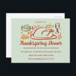 Whimissisk Thanksgiving Friendsgiving Middag Party Vykort<br><div class="desc">Perfekt, sött vykort för en roligt-middagsinbjudan! Hand skapade konst åt dig! Perfekt för en Thanksgiving helgdag, Friendsgiving, höst- eller fallmiddag party eller andra evenemang. FULLT ANPASSADE! Klicka på "Anpassa" ovan om du vill redigera texten. Klicka på "Redigera med verktyg" för att justera typsnitt, färg och placeringar. (sök även i butiken...</div>