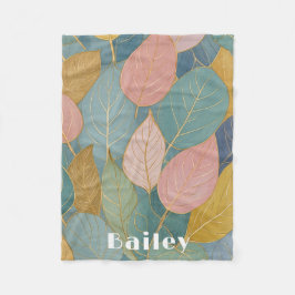 Whimissisk vallning: Pastel Lövs Fleecefilt