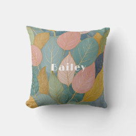 Whimissisk vallning: Pastel Lövs Kudde