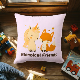 Whimissisk-vänliga Unicorn & Fox | Magic Animal Kudde