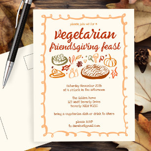 Whimissisk VEGETARIAN Thanksgiving Friendsgiving Vykort