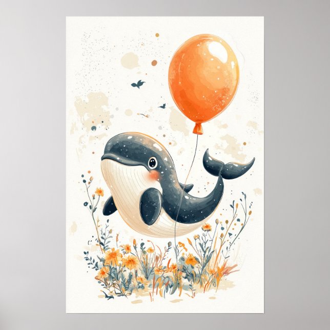 Whimissisk visselbelysning med Orange Balloon A Poster (Framsidan)
