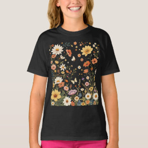 Whimissisk Wildblomskugga med fjärilar T Shirt