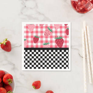 Whimissiska jordgubbar och schaktbord pappersservett
