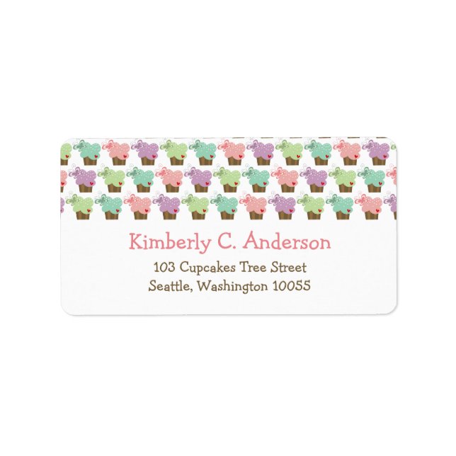 Whimissiska Muffinsar Träd Butterflies Sweet Birth Adressetikett (Framsidan)