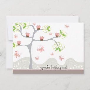 Whimissiska Muffinsar Träd Butterflies Sweet Birth Inbjudningar