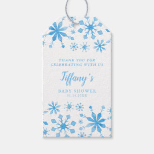 Whimissiskt Blue Winter Wonderland Baby Shower Presentetikett