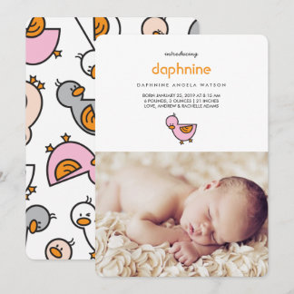 Whimissiskt Cute Ducklings Photo Flicka Birth Meddelande