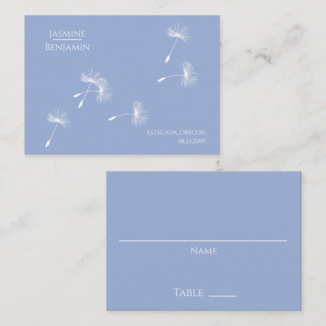Whimissiskt Dandelion Bröllop Ställe / eskort Placeringskort (Fram/baksida)