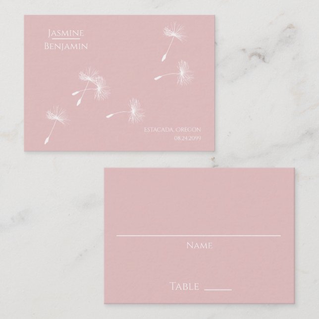 Whimissiskt Dandelion Bröllop Ställe / eskort Placeringskort (Fram/baksida)