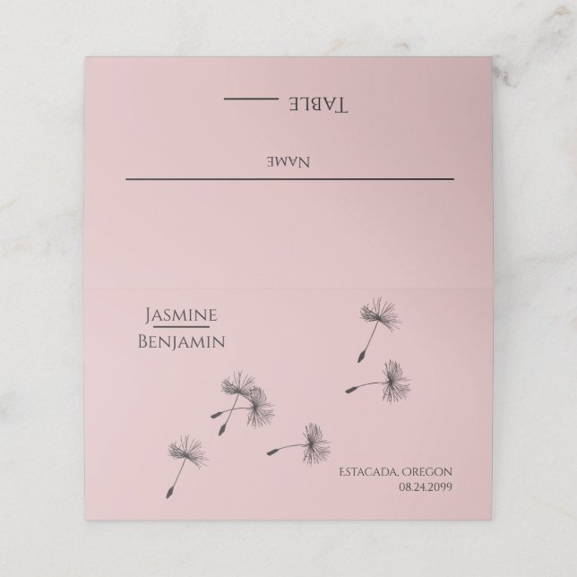Whimissiskt Dandelion Bröllop Ställe / eskort Placeringskort (Utvändigt utvikt)