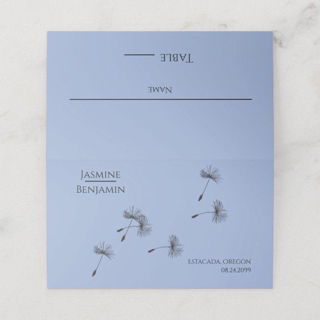 Whimissiskt Dandelion Bröllop Ställe / eskort Placeringskort (Utvändigt utvikt)