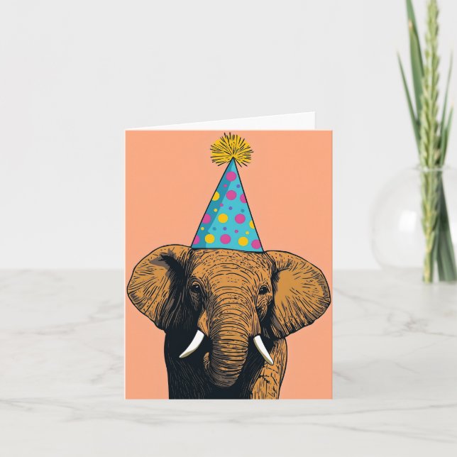 Whimissiskt elefant-födelsedagskort - Roligt Firan Kort (Framsida)