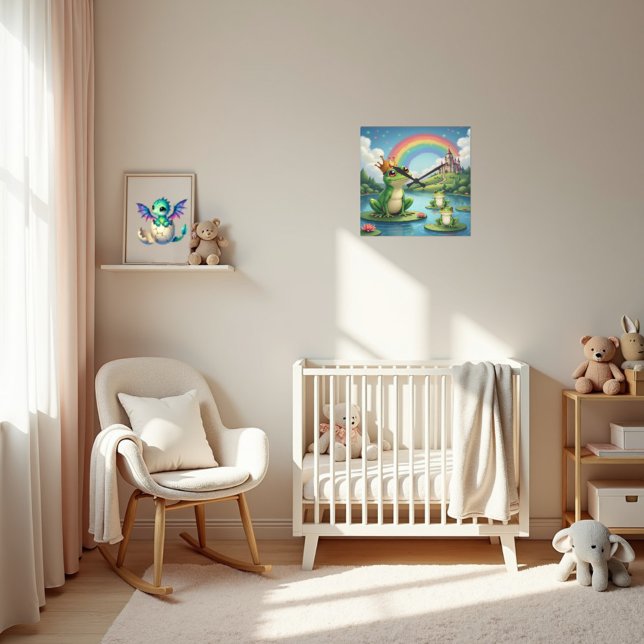 Whimissiskt Frog Prince Kids Wall Clock Fyrkantig Klocka (Skapare uppladdad)