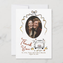 Whimissiskt Funky Hand plockade Fall Wedding Photo Tack Kort