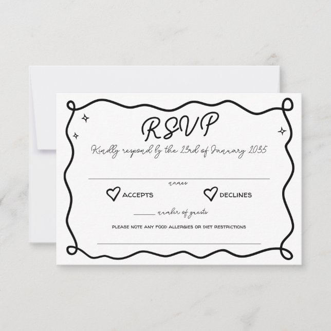 Whimissiskt handritade Hearts Bröllop Kinely Respo OSA Kort (Framsida)