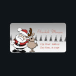 Whimissiskt Jultomten, renjul jul Adressetikett<br><div class="desc">Jultomten och renar. En elegant och en sofistikerad design. Anpassa med ditt namn och information om adress.</div>
