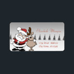 Whimissiskt Jultomten, renjul jul Adressetikett<br><div class="desc">Jultomten och renar. En elegant och en sofistikerad design. Anpassa med ditt namn och information om adress.</div>