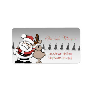 Whimissiskt Jultomten, renjul jul Adressetikett
