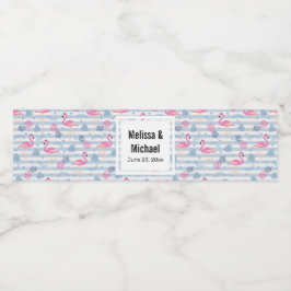 Whimissiskt lamingo och ananas Mönster Bröllop Vattenflaskor Etikett