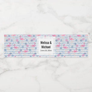 Whimissiskt lamingo och ananas Mönster Bröllop Vattenflaskor Etikett