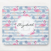 Whimissiskt lamingo och ananas Mönster Monogram