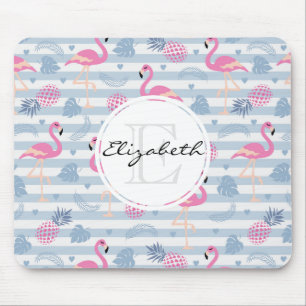 Whimissiskt lamingo och ananas Mönster Monogram Musmatta