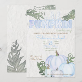 Whimissiskt Little Pumpkin Blue Boy Baby Shower Inbjudningar
