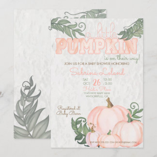 Whimissiskt Little Pumpkin Coral Baby Shower Inbjudningar