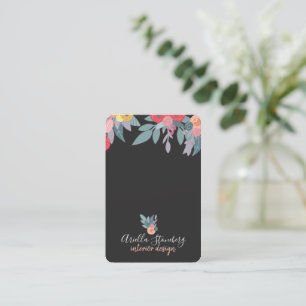 Whimissiskt målad Bloom Blommigt på svart Visitkort