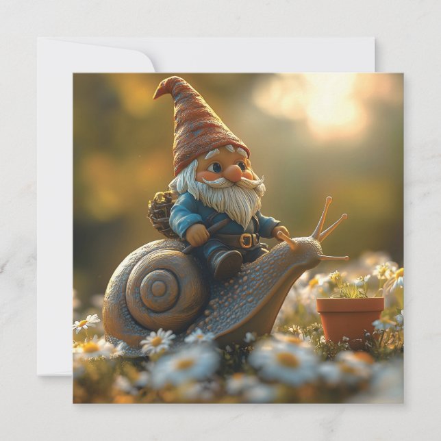 Whimissiskt nome på Snigel Ride Magic Garden Scene Julkort (Framsida)