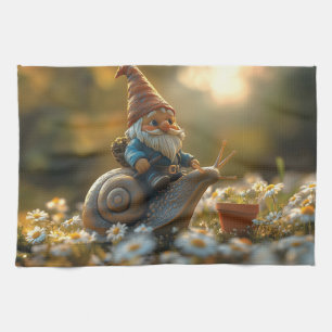 Whimissiskt nome på Snigel Ride Magic Garden Scene Kökshandduk