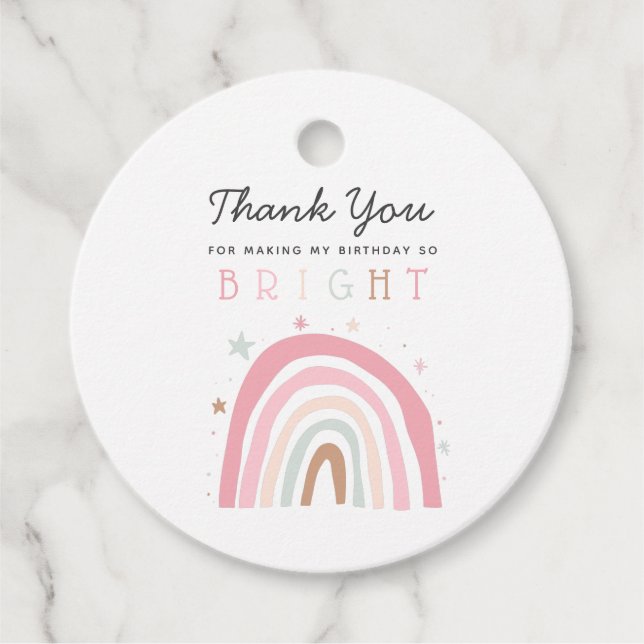 Whimissiskt Pastel Rainbow så Bright Birthday Gåvor Etiketter (Framsida)