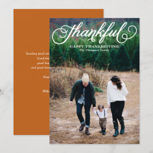 Whimissiskt skript - tacksamt foto med Happy thank Julkort