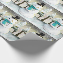 Whimissiskt Snögubbe under vinterjulen Mönster Presentpapper