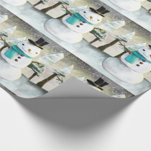 Whimissiskt Snögubbe under vinterjulen Mönster Presentpapper