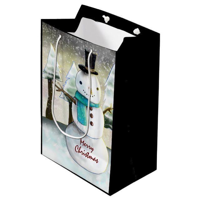 Whimissiskt Snögubbe under vinterjulen Teckning (Framsidan Vinklad)