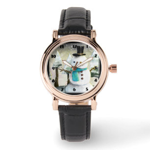 Whimissiskt Snögubbe under vinterjulen Teckning Armbandsur