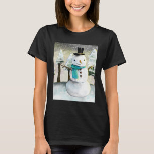 Whimissiskt Snögubbe under vinterjulen Teckning T Shirt